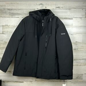 Calvin Klein Mens extra large black 3 in 1 black hooded winter jacket coat new